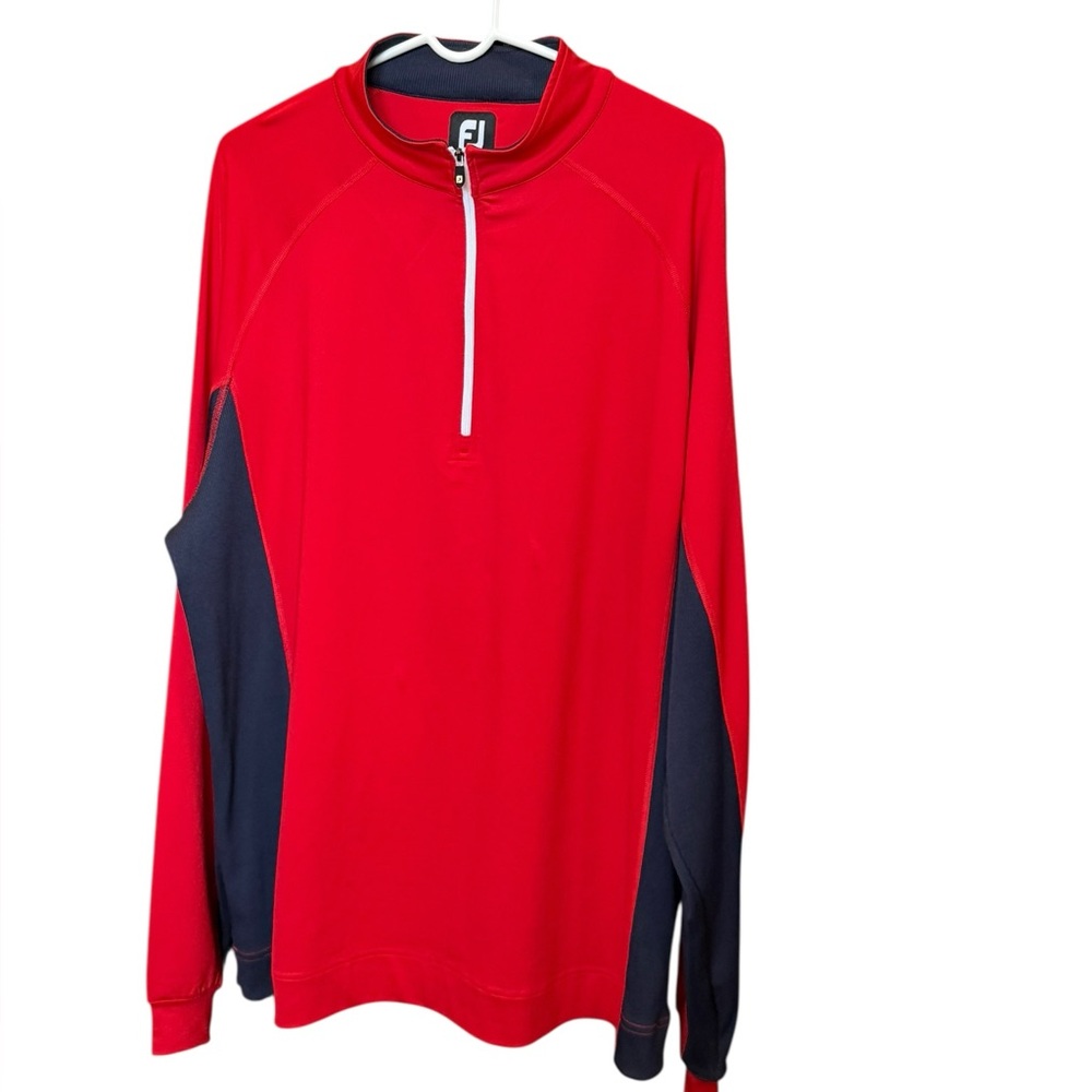 FootJoy Red Half Zip Performance Pullover Men’s 2X - image 2